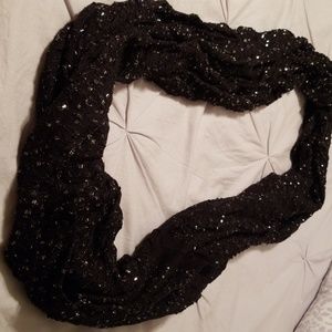 Black infinity scarf with silver accents